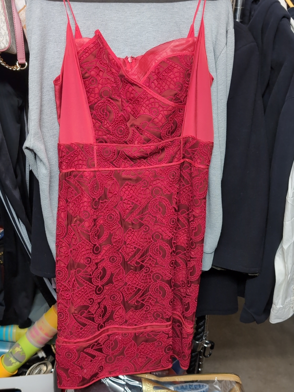 Zac Posen Red Lace Slip Mini Dress Sz 10